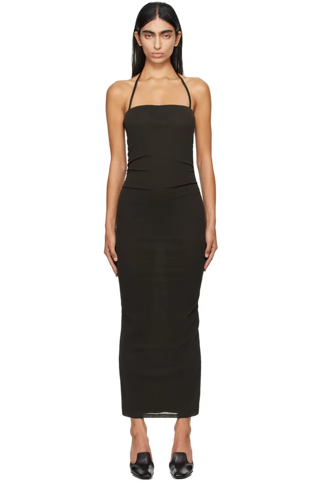 Nanushka Black Eliz Midi Dress, image 1 of 1 from SSENSE