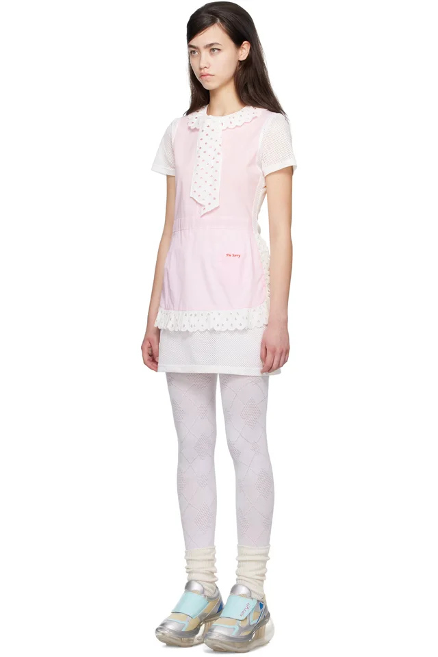 I'm Sorry by Petra Collins SSENSE Exclusive Pink & White JennyFax Edition Apron Minidress, photo 4 of 5 from SSENSE