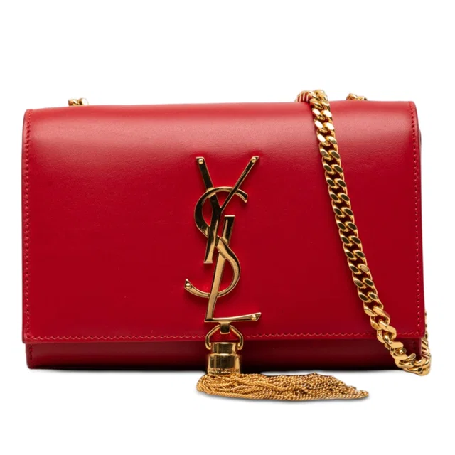 Red Saint Laurent Small Smooth Calfskin Monogram Kate Tassel Crossbody in Red Calfskin from Designer Revival, photo 1 of 1