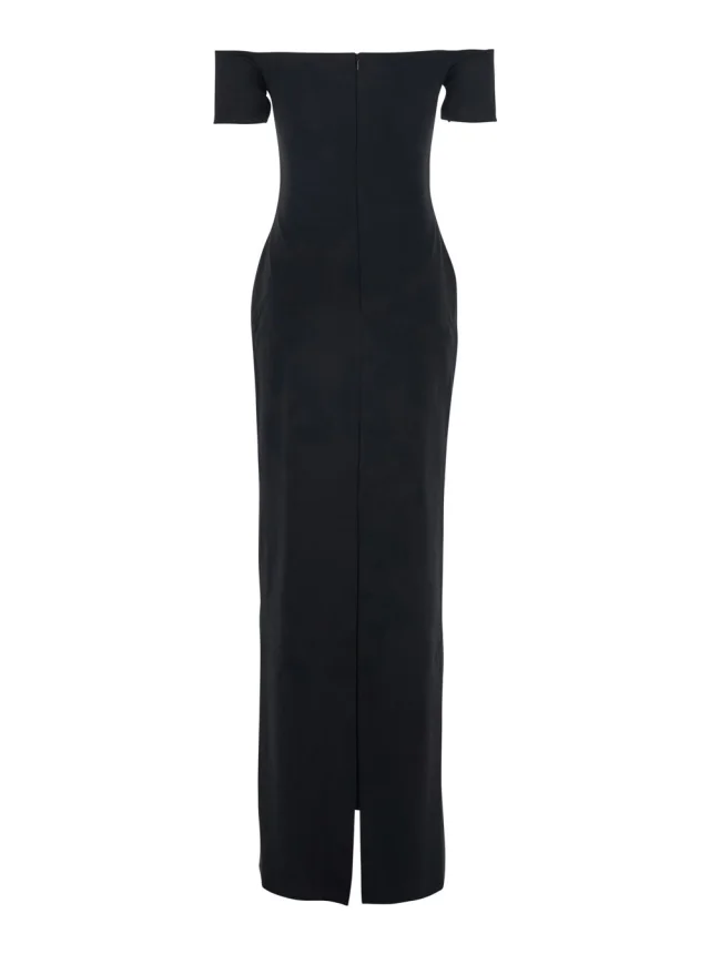 Solace london Dress 'Nile' with Off Shoulder and Vent on the Back in Black Fabric for Women in Black 95% Polyester 5% Elastane, photo 3 of 6 from Gaudenzi Boutique