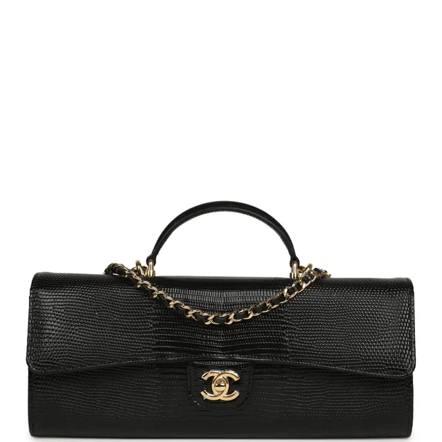 Chanel Long Top Handle Clutch in Black Calfskin from Madison Avenue Couture