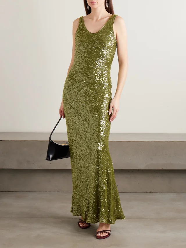 GALVAN Moonlight Valletta sequined crepe de chine gown in Green, photo 2 of 2 from NET-A-PORTER (Canada)