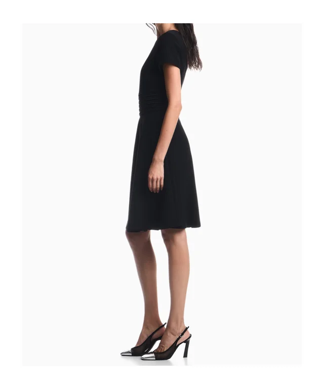 Emporio Armani Dress in techno cady with a pleated waist and short sleeves, photo 5 of 9 from SENSER