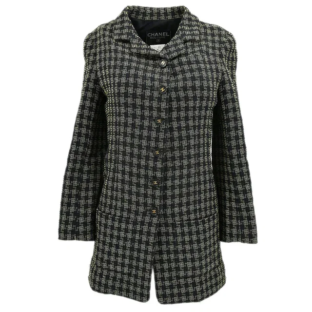 Chanel Single Breasted Jacket Black 95A #36 in Black Nylon from AMORE Vintage Tokyo