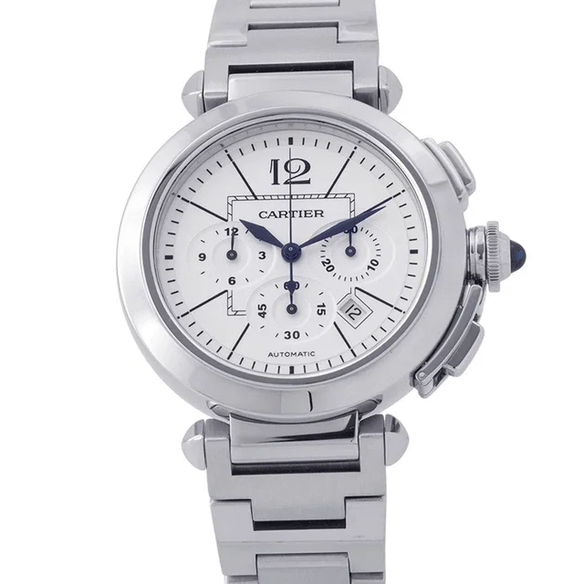 Cartier Pasha Chronograph W42mm Stainless Steel White DialW31085M7 in White from GALLERY RARE