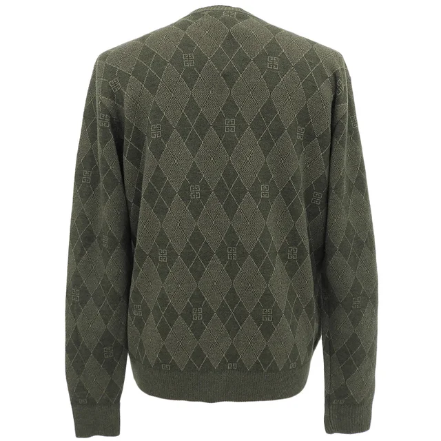 Givenchy Logo Argyle Check Pattern Knit Top #S Khaki in Green from VINTAGE QOO TOKYO, photo 2 of 2