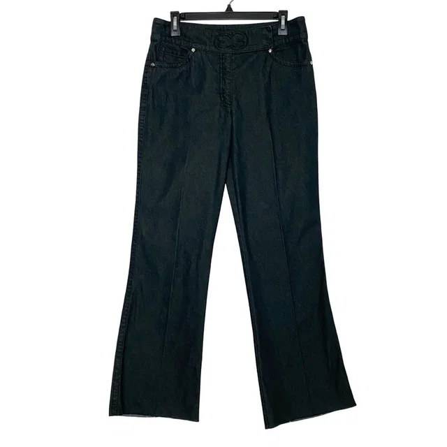 Escada Denim Trouser Pants Womens Size 8 10 Black Gray Flare Jeans Grey Retro in gray|black Denim from Poshmark