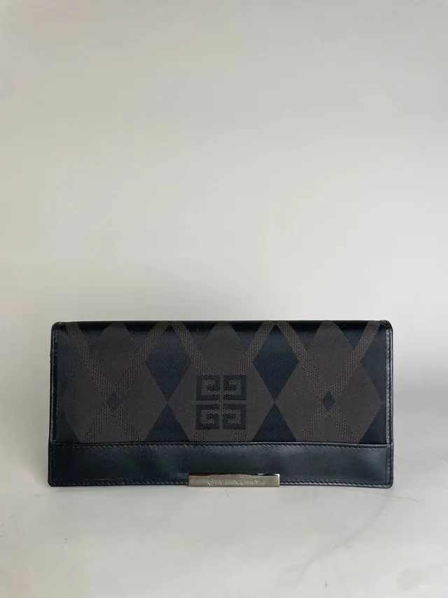 Givenchy Vintage Geometric Logo Canvas Wallet Black Brown in black Canvas from Grailed