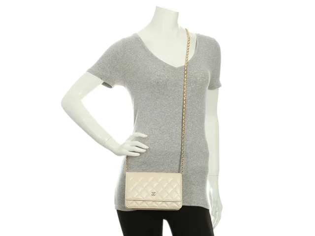 Chanel Beige Quilted Lambskin Wallet on Chain WOC in Beige Lambskin from Ann's Fabulous Finds, photo 10 of 10