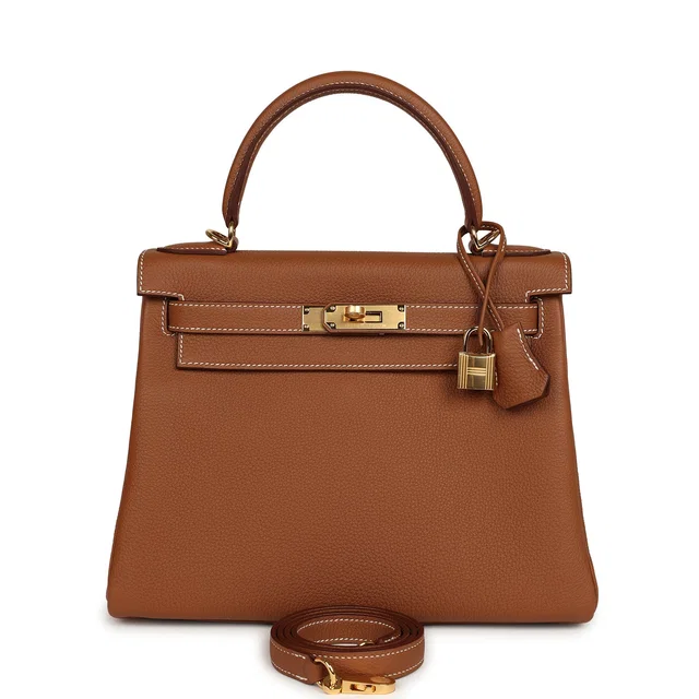 Hermès Kelly Retourne 28 Gold Togo Gold Hardware in Gold Togo leather from Madison Avenue Couture