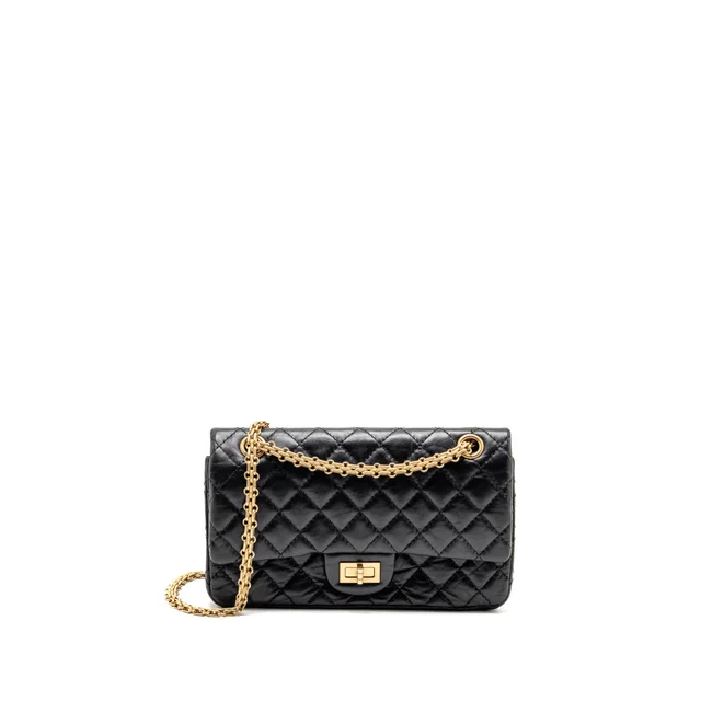 Chanel Small 2.55 reissue double flap bag aged Calfskin black GHW in Black Calfskin from EMIER