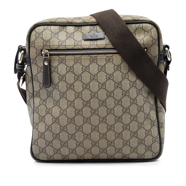 Beige Gucci GG Supreme Crossbody in Beige Coated canvas from Designer Revival