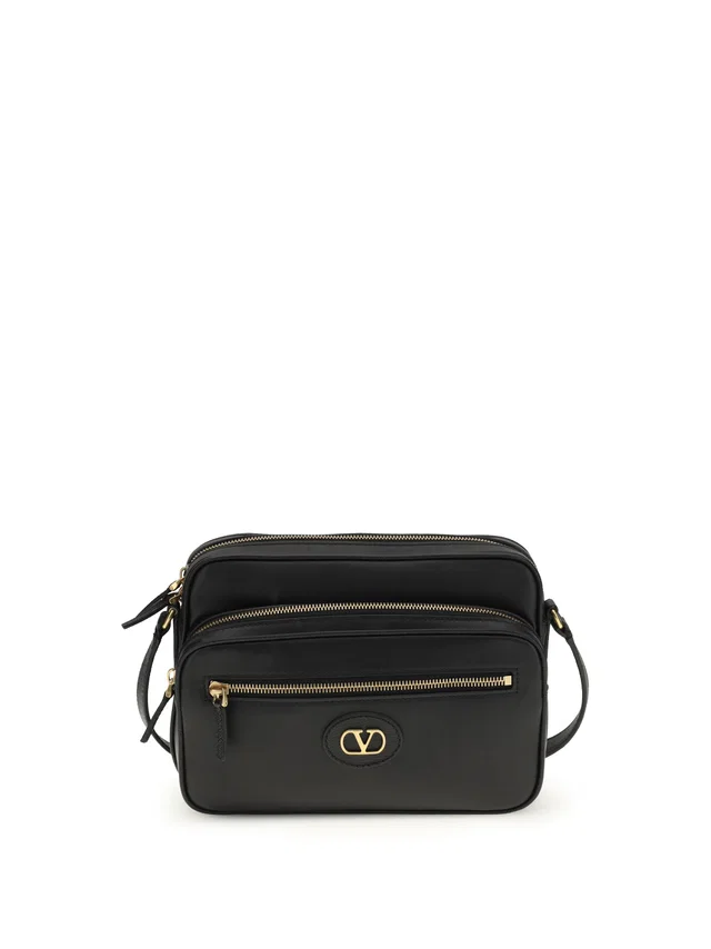 Valentino Garavani Antibes Shoulder Bag — Black Calf Leather Bos Taurus in Black Calfskin from HEWI