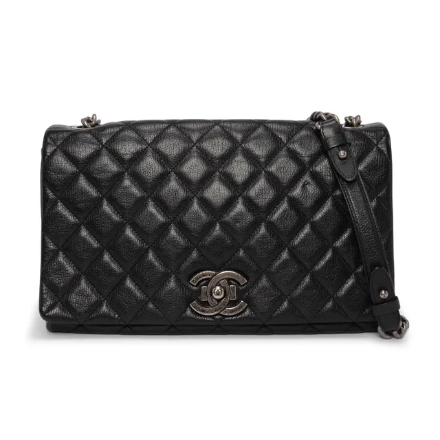 Chanel Quilted Goatskin Large City Rock Flap Bag in Black Goatskin from Blue Spinach