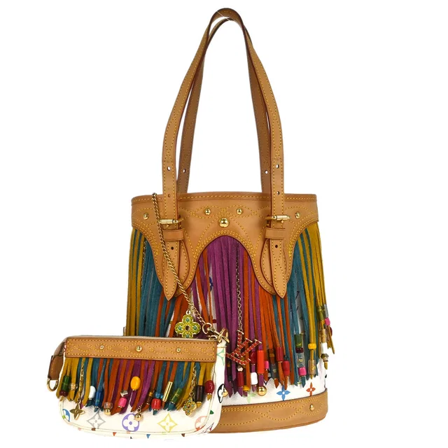 Louis Vuitton 2006 Monogram Multicolor Bucket Fringe Tote Bag M40109 in Multicolor Suede from AMORE Vintage Tokyo