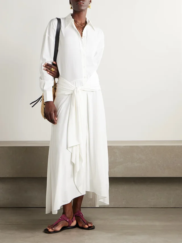 ISABEL MARANT Samantha belted asymmetric modal-blend midi shirt dress in White, photo 2 of 2 from NET-A-PORTER (Canada)
