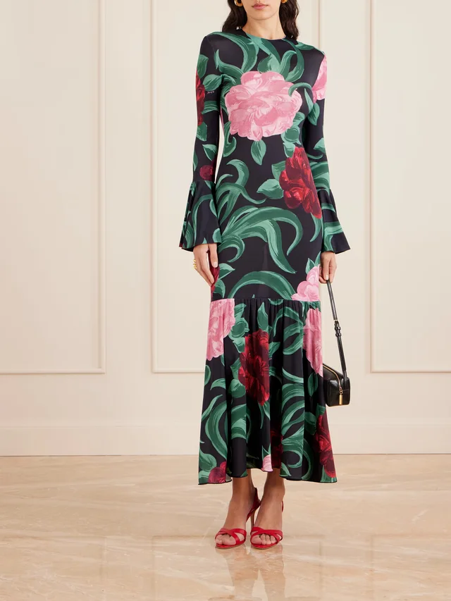 LA DOUBLEJ Alba floral-print stretch-jersey maxi dress in Green, photo 2 of 2 from NET-A-PORTER (Canada)