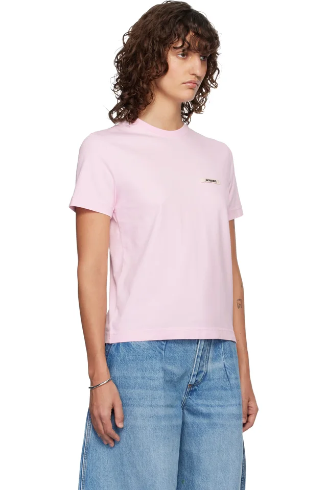 JACQUEMUS Pink 'The Gros Grain short-sleeve' T-shirt, photo 2 of 4 from SSENSE