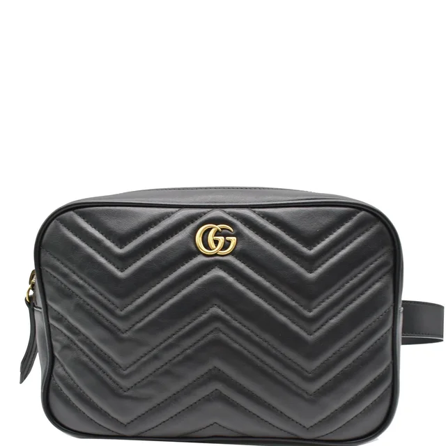 Gucci GG Marmont Matelasse Leather Belt Bag Black 523380 in Black Leather from Dallas Designer Handbags