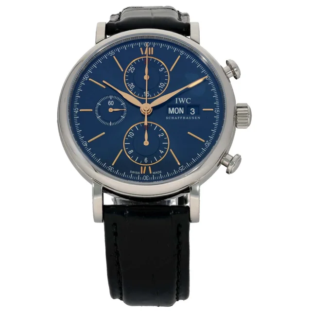 IWC Portofino Chronograph IW391036 42mm Stainless Steel Watch in Leather from H&T
