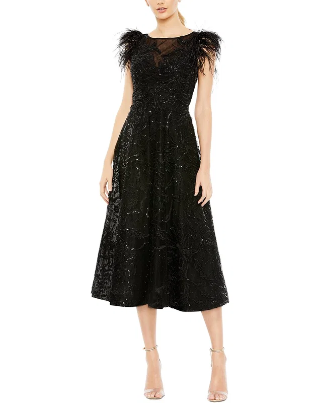 Mac Duggal Feather Shoulder Embellished Dress, image 1 of 1 from Rue La La
