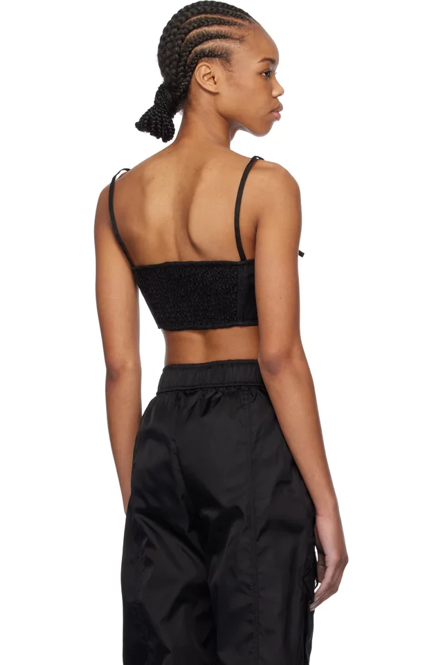 GANNI Black Duchesse Nylon Camisole, photo 3 of 4 from SSENSE