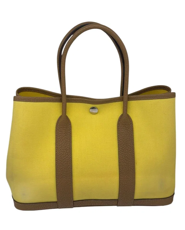 Hermès Garden Party 30 in Yellow Canvas & Natural Leather in Beige Canvas from Luxury Promise