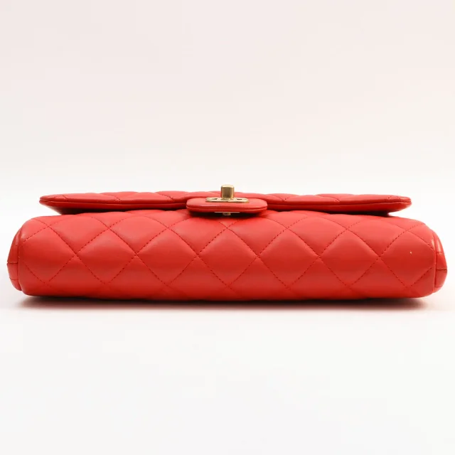 Chanel Matelassé Stitch CC Turnlock Chain Bag, Red, circa 2013 in Red Lambskin from VINTAGE QOO TOKYO, photo 10 of 12