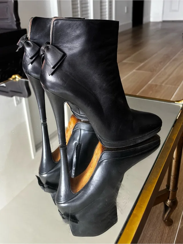 Chloe Leather High-Heel Ankle Boots (Booties) With Bow Sz. 40.5 in black Leather from Poshmark