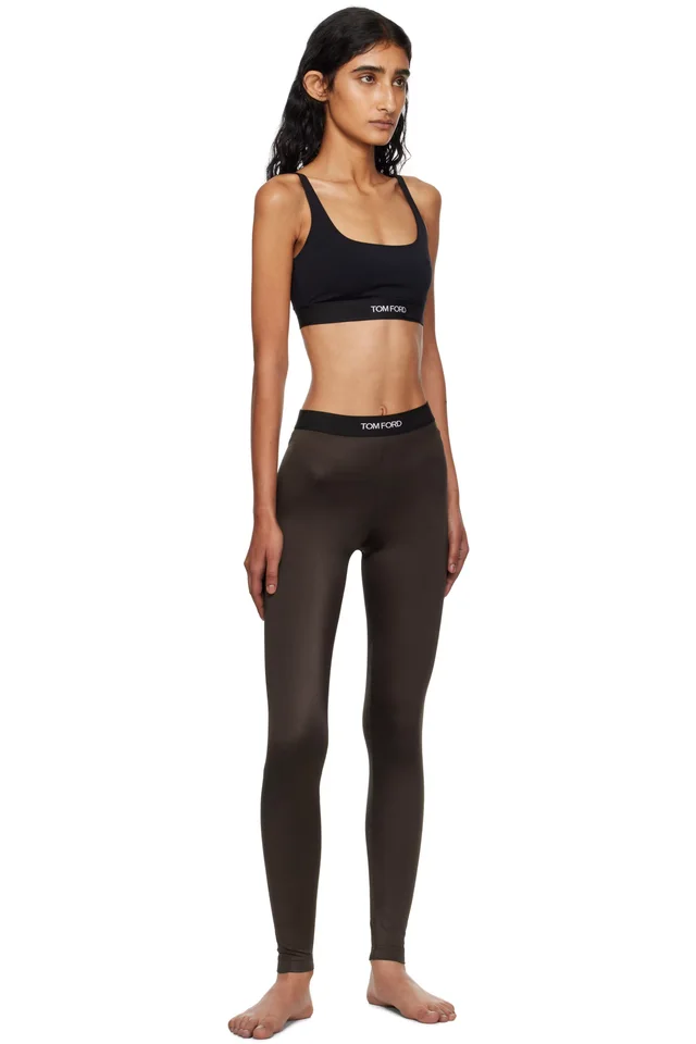 TOM FORD Brown Lustrous Jersey Signature Leggings, photo 4 of 4 from SSENSE