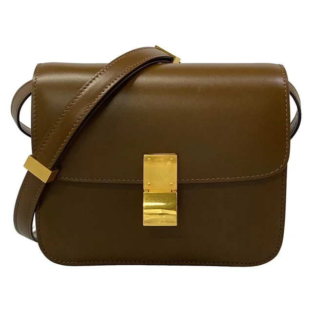 Celine Shoulder Bag Teen Classic Dark Brown Leather in Brown Leather from The Reluxe