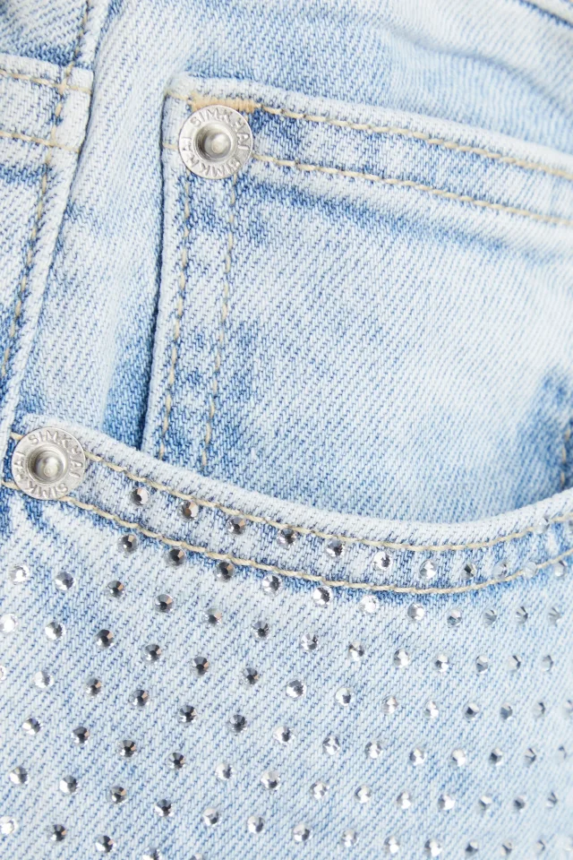 Simkhai Liam Crystal-Embellished High-Rise Straight-Leg Jeans in Light denim, photo 4 of 4 from THE OUTNET