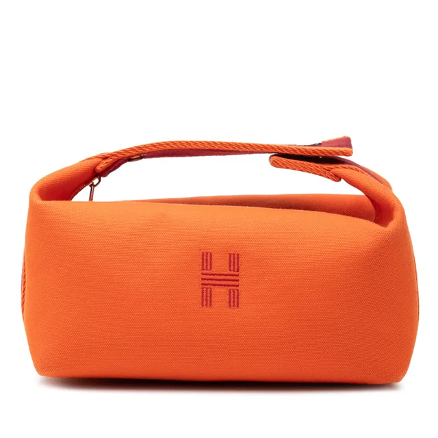 Orange Hermès Small Toile Bride A Brac Case Vanity Bag in Orange Canvas from Designer Revival