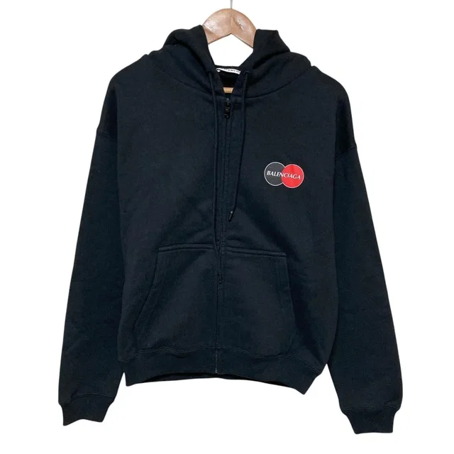 Balenciaga Credit Logo Cotton Hooded Jacket from LuxUness