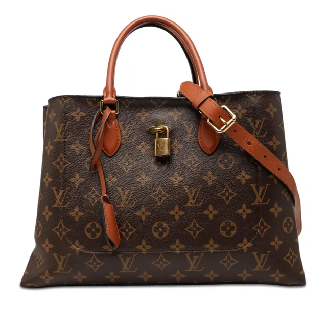 Brown Louis Vuitton Monogram Flower Tote Satchel in Brown Coated canvas from Designer Revival