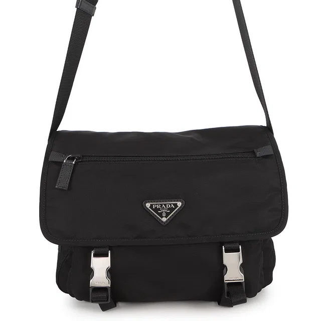Prada Shoulder Bag Black Nylon Leather in Black Nylon from GALLERY RARE