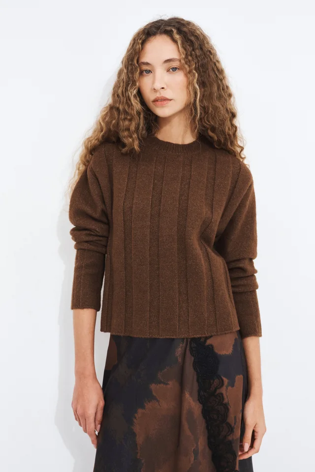 Aje Studio Wide Rib Knit Jumper in Brown from Aje, photo 1 of 1