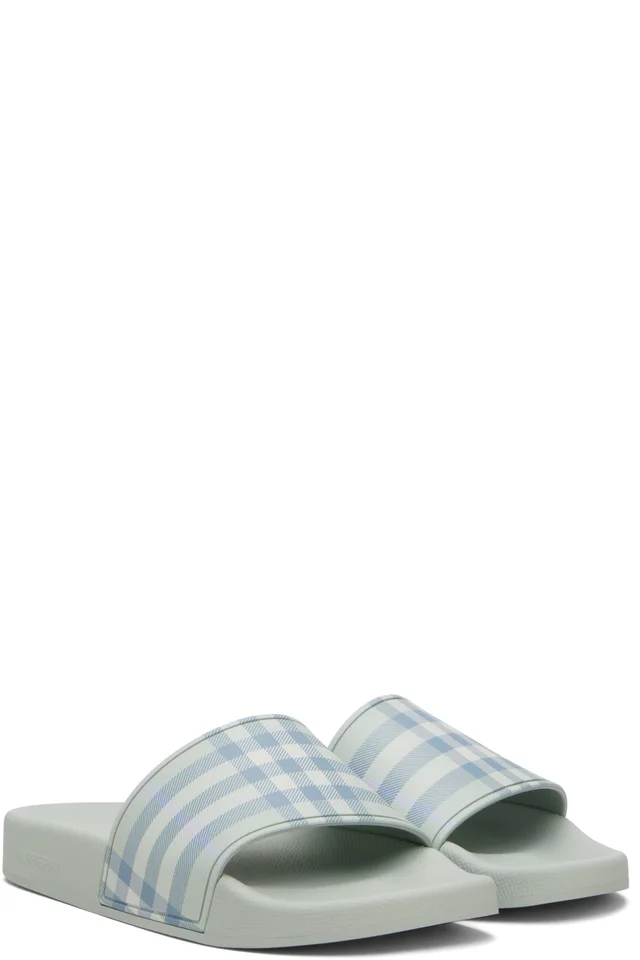 Burberry Green Check Slides, photo 4 of 5 from SSENSE