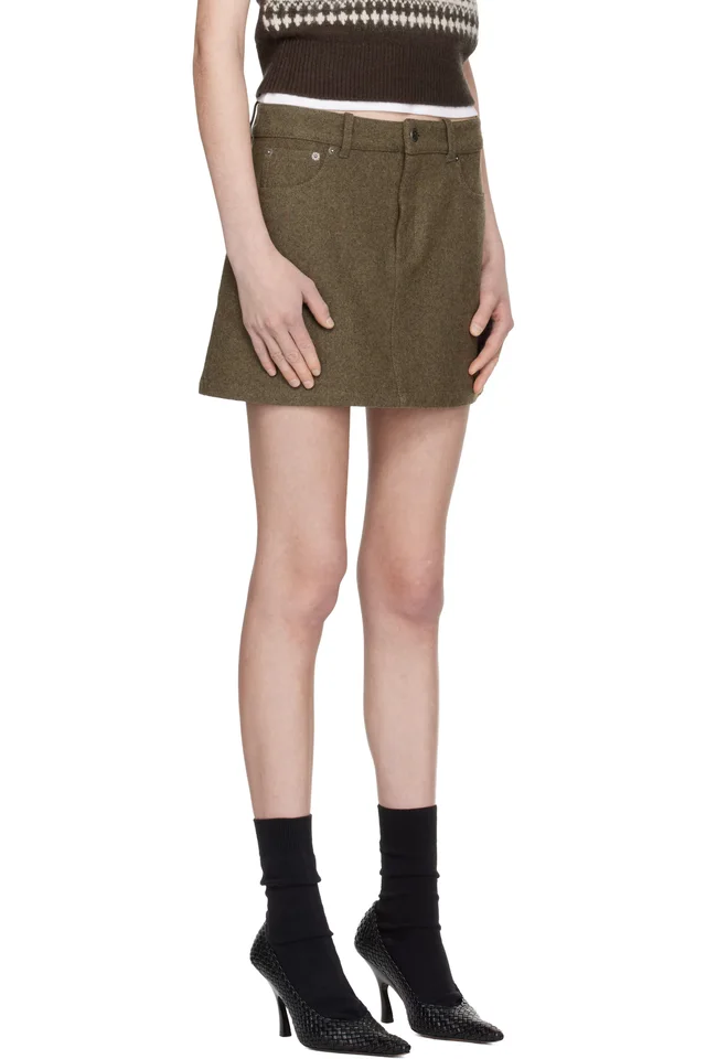 A.P.C. Green Mini Skirt, photo 2 of 4 from SSENSE