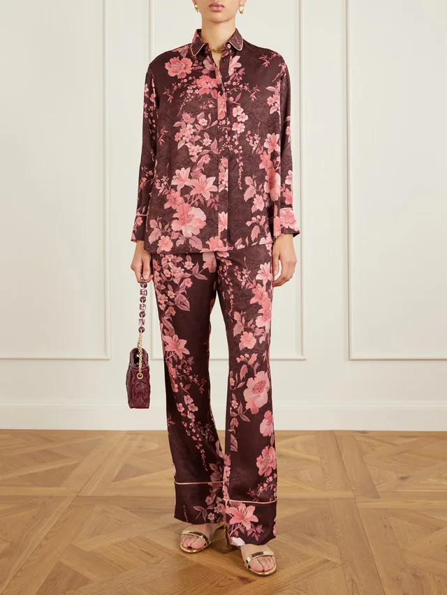 BORGO DE NOR Nova floral-print satin-jacquard shirt in Red, photo 2 of 2 from NET-A-PORTER (Canada)