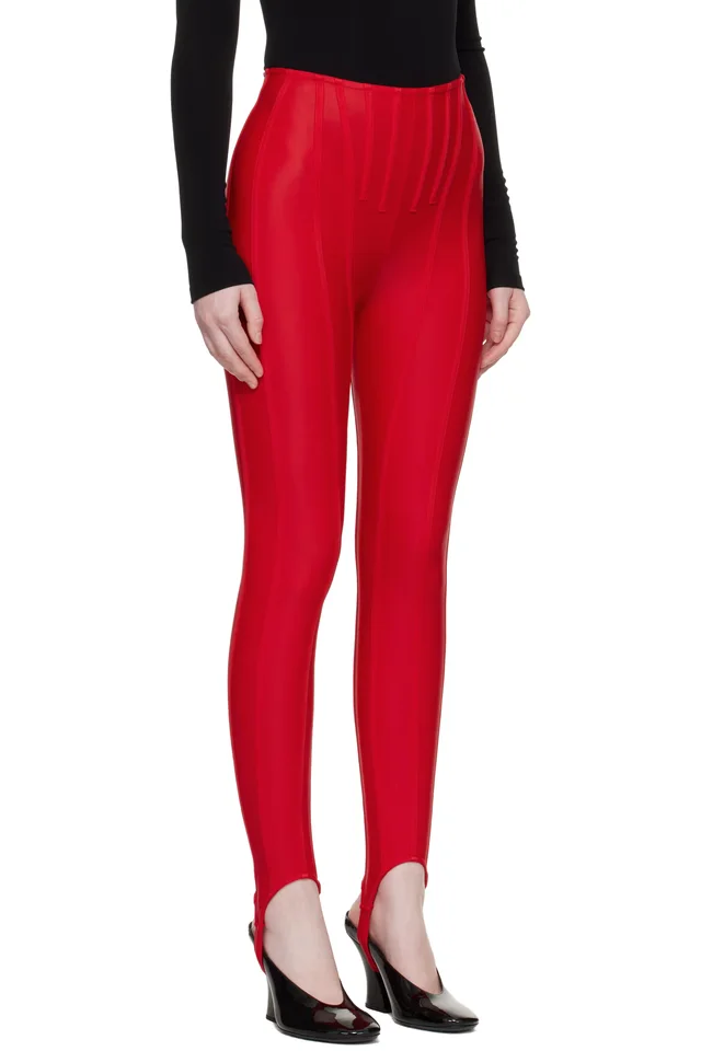 Mugler SSENSE Exclusive Red Corseted Leggings, photo 2 of 4 from SSENSE