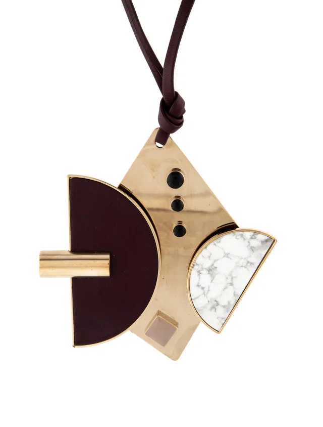 Tod's Leather Geometric Pendant Necklace, 27" in Leather from The RealReal