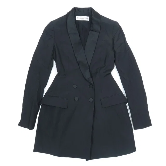 Dior Double Breasted Shawl Color Long Smoking Jacket Chesterfield 36 Black in Black from The Reluxe