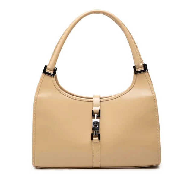 Beige Gucci Calfskin Jackie Bardot Handbag in Beige Calfskin from Designer Revival
