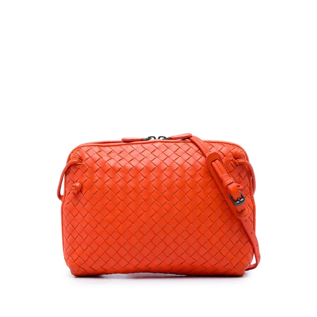 Orange Bottega Veneta Nappa Intrecciato Nodini Crossbody in Orange Nappa leather from Designer Revival