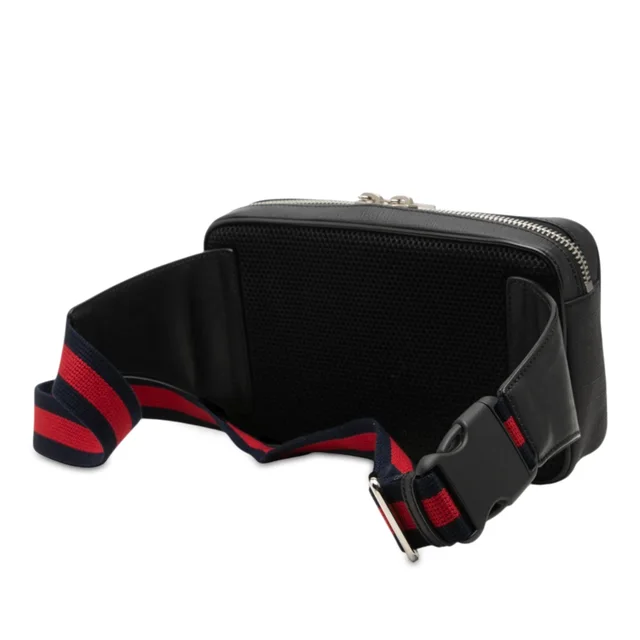 Black Gucci GG Supreme Web Belt Bag in Black Coated canvas from Designer Revival, photo 2 of 2