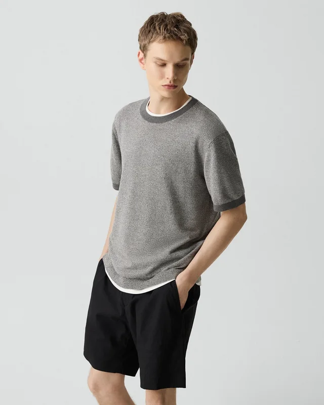 Theory Crewneck Tee in Silk Linen, photo 3 of 7 from Theory