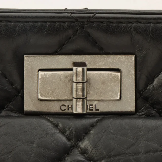 Chanel 2.55 Chain Shoulder Bag, Black, circa 2013 in Black Leather from VINTAGE QOO TOKYO, photo 7 of 11