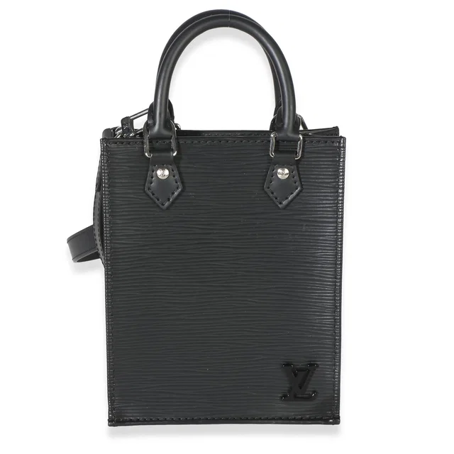 Louis Vuitton Black Epi Petit Sac Plat in Black Coated canvas from myGemma