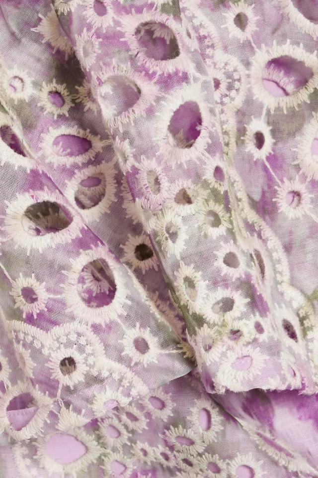 Mikael Aghal Ruffled Floral-Print Broderie Anglaise Dress in Lilac, photo 4 of 4 from THE OUTNET